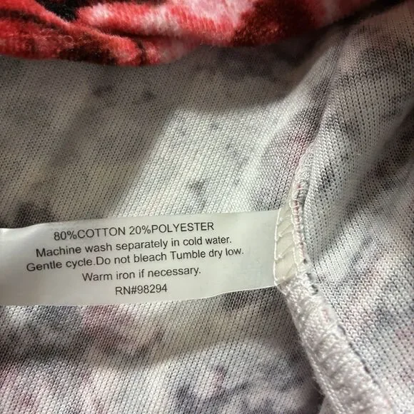 Onque Women's Jacket Size Large Black Red Paisley Floral Full Zip faux velvet - Picture 6 of 7